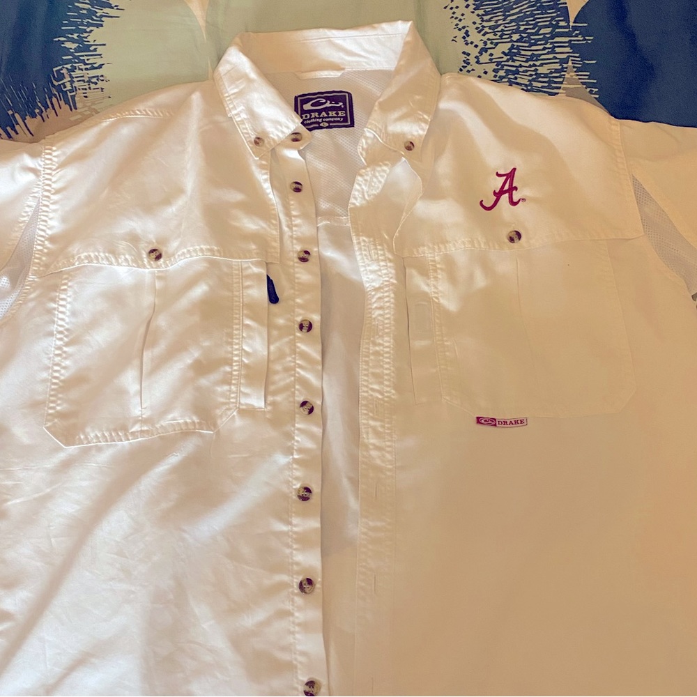 DRAKE Alabama PFG short sleeve shirt Size Large White